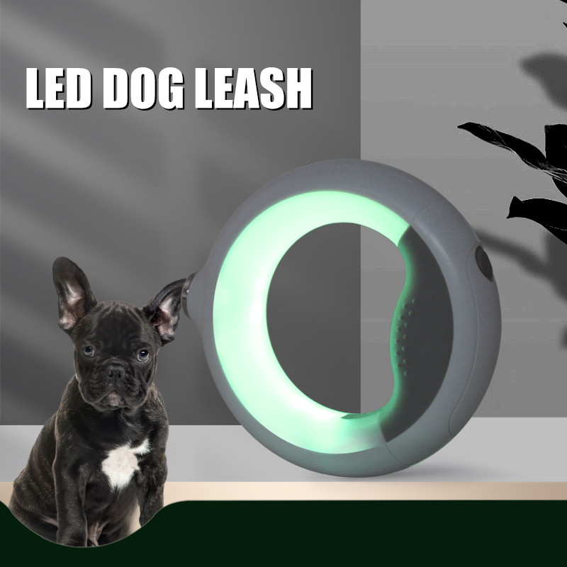 Tangle Free Heavy Duty Reflective LED-koiran hihnan sisäänrakennettu kakkupussi-osasto Kävelyhihnassa 360 kädet Ilmainen liukumisen vastainen kahva pienille keskipitkille&suurille koirille